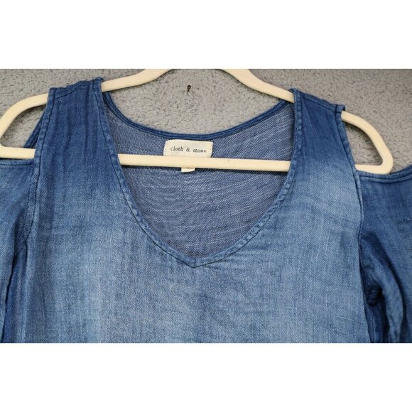 Cloth and Stone Cold Shoulder Long Sleeve Gauzy Dress-Size Small - Picture 3 of 8